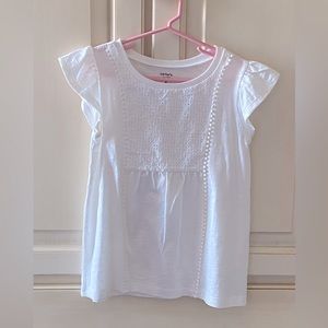 Carters Kid Girls Size 8 White Ruffle Top